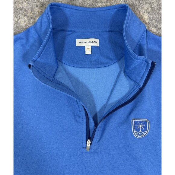 Peter Millar Mens Perth Performance 1/4 Zip Size XL Blue Boca Raton Golf Club - Picture 4 of 13